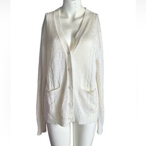 Vintage White/Very Light Cream Button-Up Cardigan